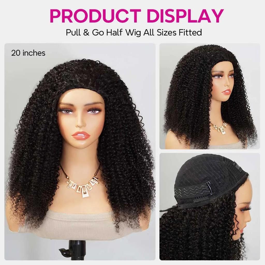Tinashe Yaki Body Half Wig Invisible Hairline Yaki Straight Half Wig Human Hair Wigs with Drawstring Cap Design for Easy Wear and Stable Fit Christmas Gift Black Friday