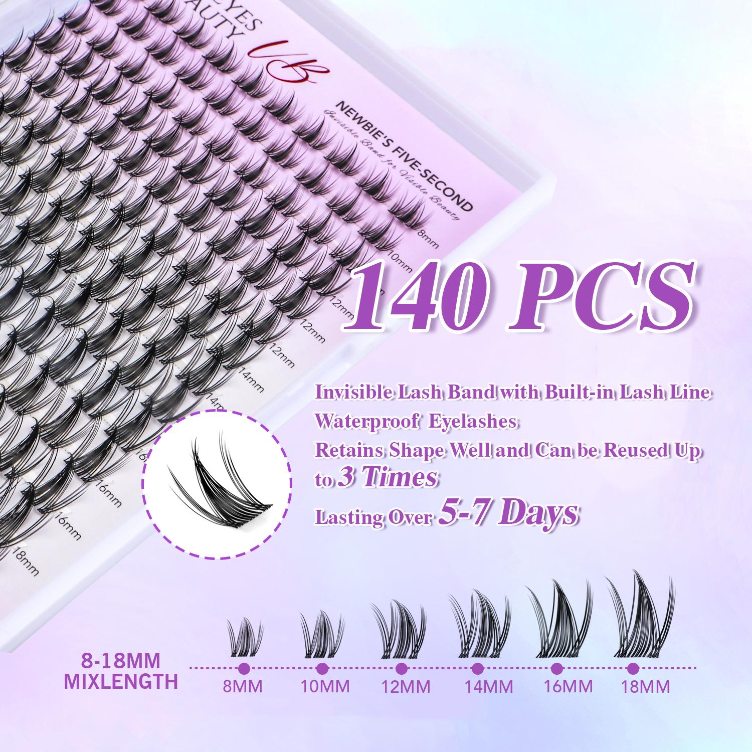 VEYESBEAUTY Manga Lashes Invisible Dramatic Volume Cluster Lashes Individual Lash Extensions Layered Fluffy Eyelashes Lash DIY Makeup- Salon Daily