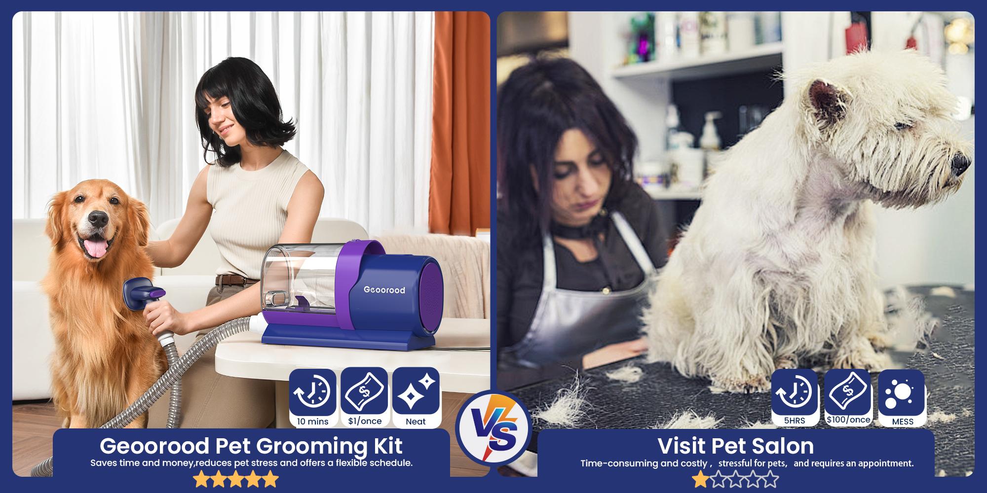 【Geoorood】 Geoorood Dog Grooming All-in-One Kit with Vacuum Brush 2.5L Large Pog, Stainless Steel Blades Lightweight Design 13KPa Suction Force Portable Cleaning Set #February Stock Up