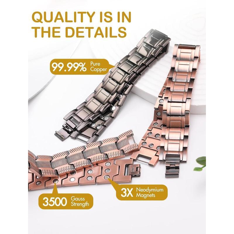 Men's Magnetic Therapy Bracelet with Adjustable Tool, Low Allergy Health Jewelry, High Beauty Pulse Bracelet，3X Ultra Strength Magnetic Bracelets,Paired with a 3500 Gauss neodymium magnet,Perfect gifts for your dad,boyfriend, loved one and brother couple