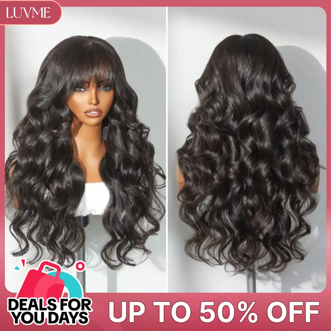 LUVME All-Day Comfort™ Loose Body Wave Glueless Wig with Bangs 7x6 Closure Pre-Cut HD Lace 100% Human Hair #DealsForYouDays