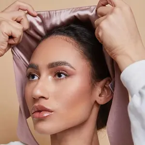 Soft Satin Lined Double-Layer Headscarf with Adjustable Tie - Elegant Solid Color Under Hijab Cap for Women, Perfect Casual Outings and Sun Protection, Discreet Wear | Simple Design Woven Texture, Hair Scarf