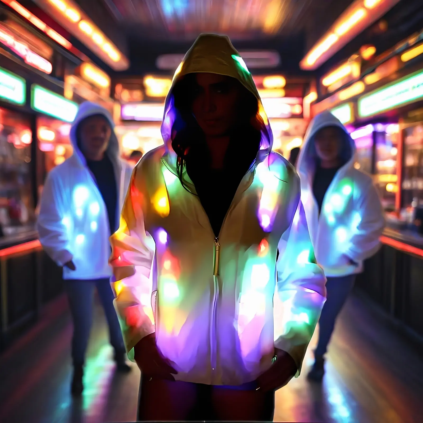 1 LED Party Jacket for Adults - Washable, Colorful Glowing Costume Suitable for Halloween, Christmas, Dance, And Social Gatherings - Unisex, Battery Powered (Excluding AA Batteries), Polyester Fabric, Perfect for Parties And Events, Holiday Attire