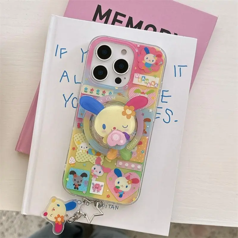 Rainbow Rabbit dopamine bunny art Phone case For magsafe iPhone 17 16 15 14 13 Pro Max Case Cute Luxury Cartoon shockproof Cover