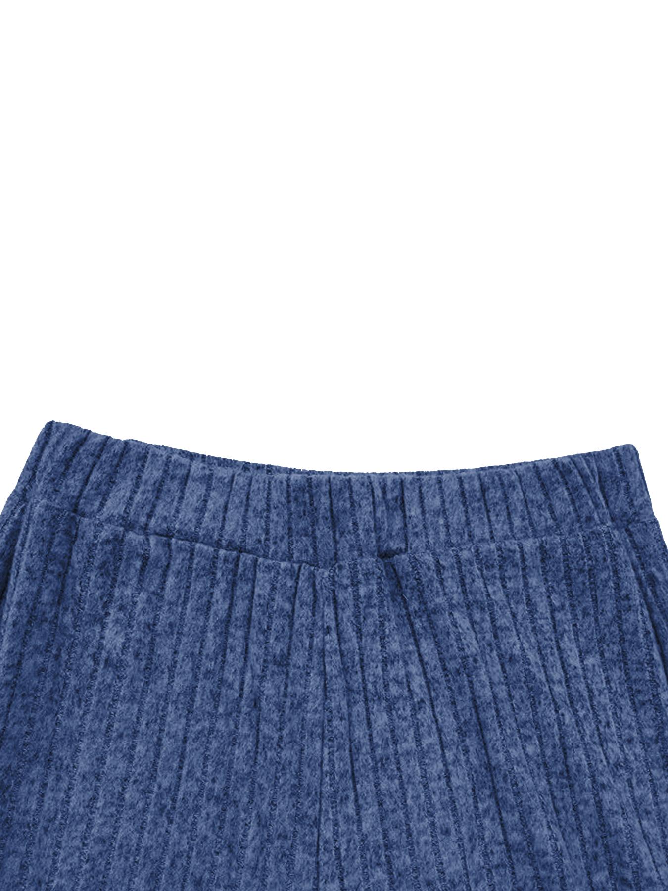 Women's Solid Shortsleeve Crewneck Ribbed Top & Wide Leg Pants Minimalist Casual Fitted Fashion Cozy Top & Trousers for Daily Outdoor Wear Ladies Clothes for Summer Womenswear Yoga Clothes Set Black Batwing Suits Suits