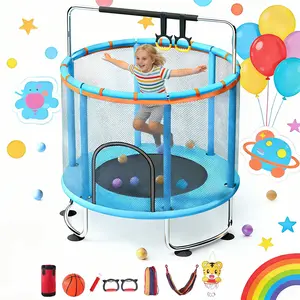 60" Kids Trampoline with Safety Enclosure Net - Toddler Trampoline with Swing, Indoor/Outdoor Play for Toddlers - Gift for Punching Bag & More