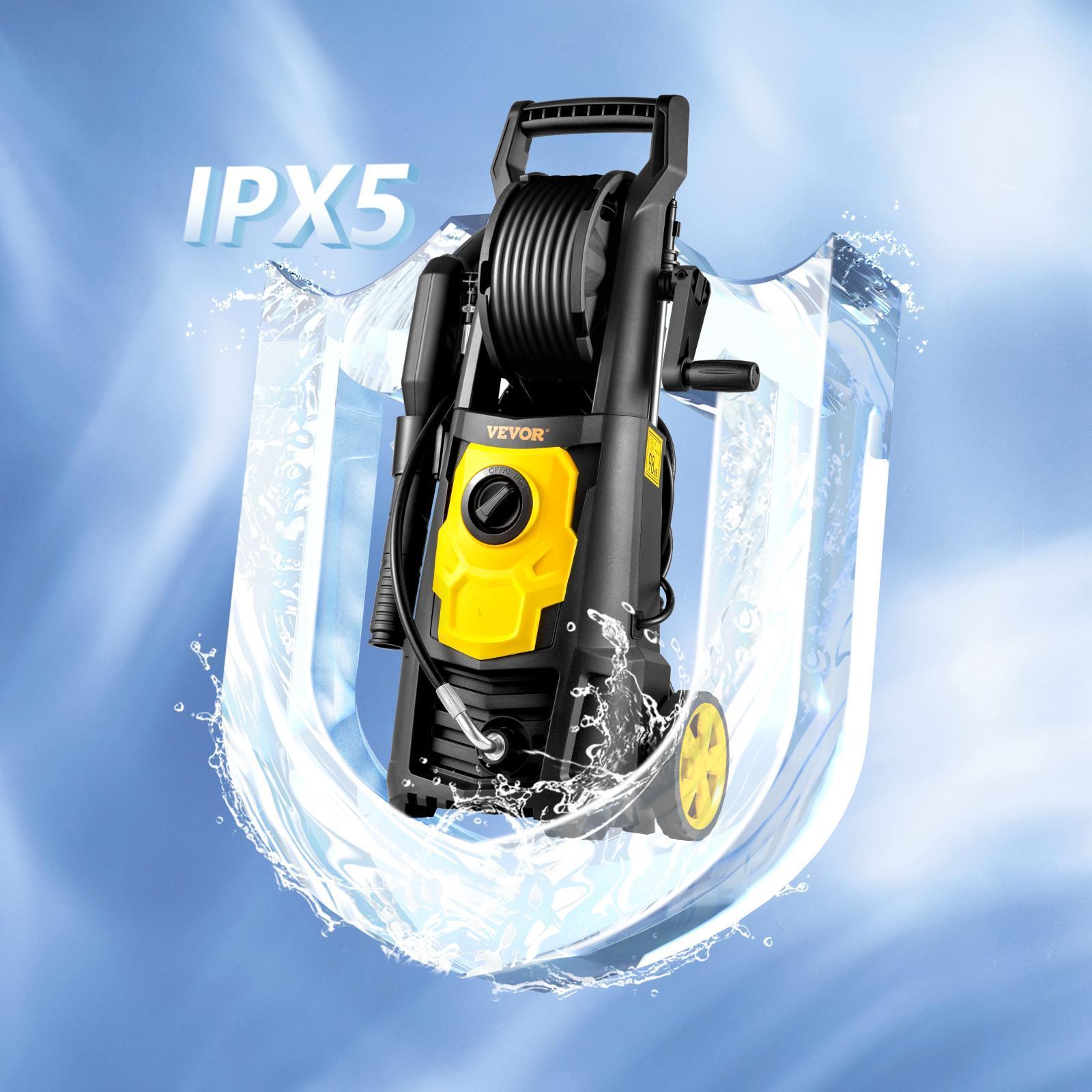 VEVOR Electric Pressure Washer, TikTokShopBlackFriday, 2000 PSI, Max 1.76 GPM Power Washer w/ 30 ft Hose & Reel, 5 Quick Connect Nozzles, Foam Cannon, Portable to Clean Patios, Cars, Fences, Driveways, ETL Listed carwashmachinegun