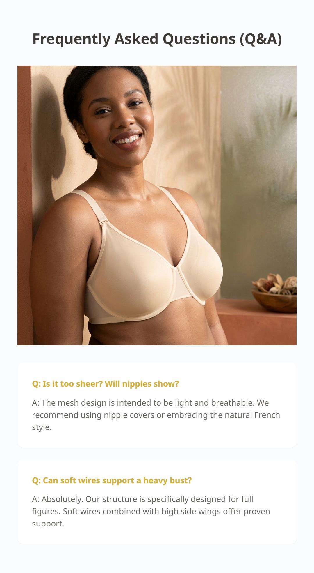 HSIA Enchante Unlined Plus Size Smooth No Lace & Lace Semi Sheer Mesh Underwire Full Coverage Minimizer Bra with Convertible Straps & Smoothing U-Back Invisible Look for Curvy Women SpringStatements