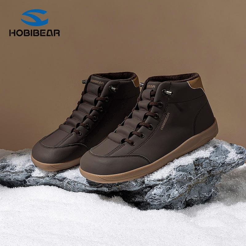 HOBIBEAR Spring/Autumn Wide Fit Synthetic Leather Mid-Top Sneakers with Plush Lining - Women's Flat Shoes