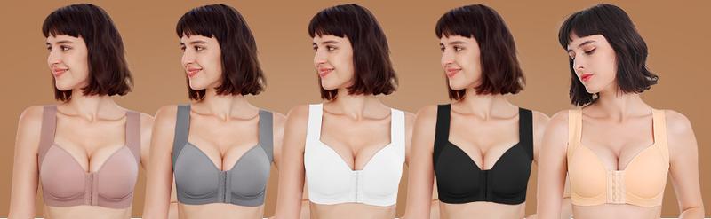 FallSweet Front Close Bra for Women Push Up Wirefree Bra Seamless Brassiere