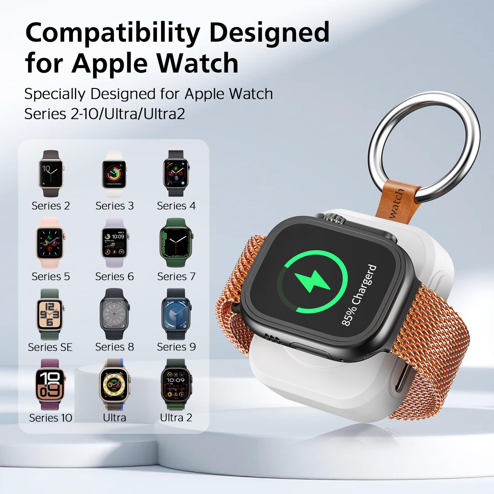 Magnetic Watch Charger Compatible with Apple Watches, Wireless Portable Charging Solution, 1200mAh Fast Charge, Smartwatch Travel Essential