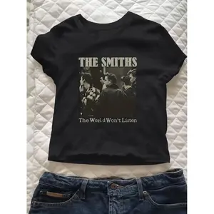 Women S The Smiths Print Round Neck Short Sleeve T Shirt Vintage Casual Summer Top