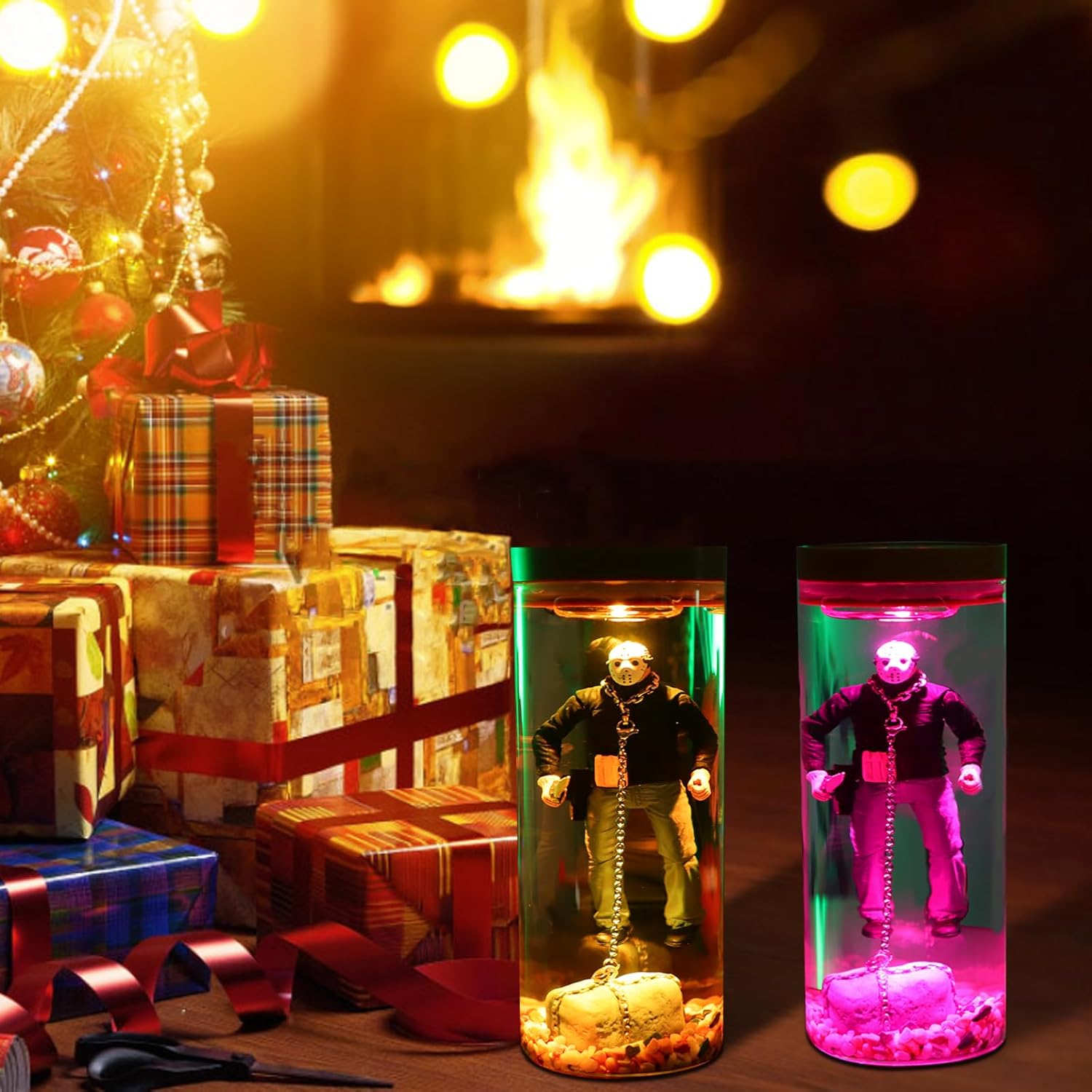 【FaddishDeal】Horror Movie Decorative Water Lamps, Action Fear Maps, Glow-in-the-Dark Halloween Decorative Gifts, Spooky Decorations. Excellent holiday atmosphere desktop decorations.