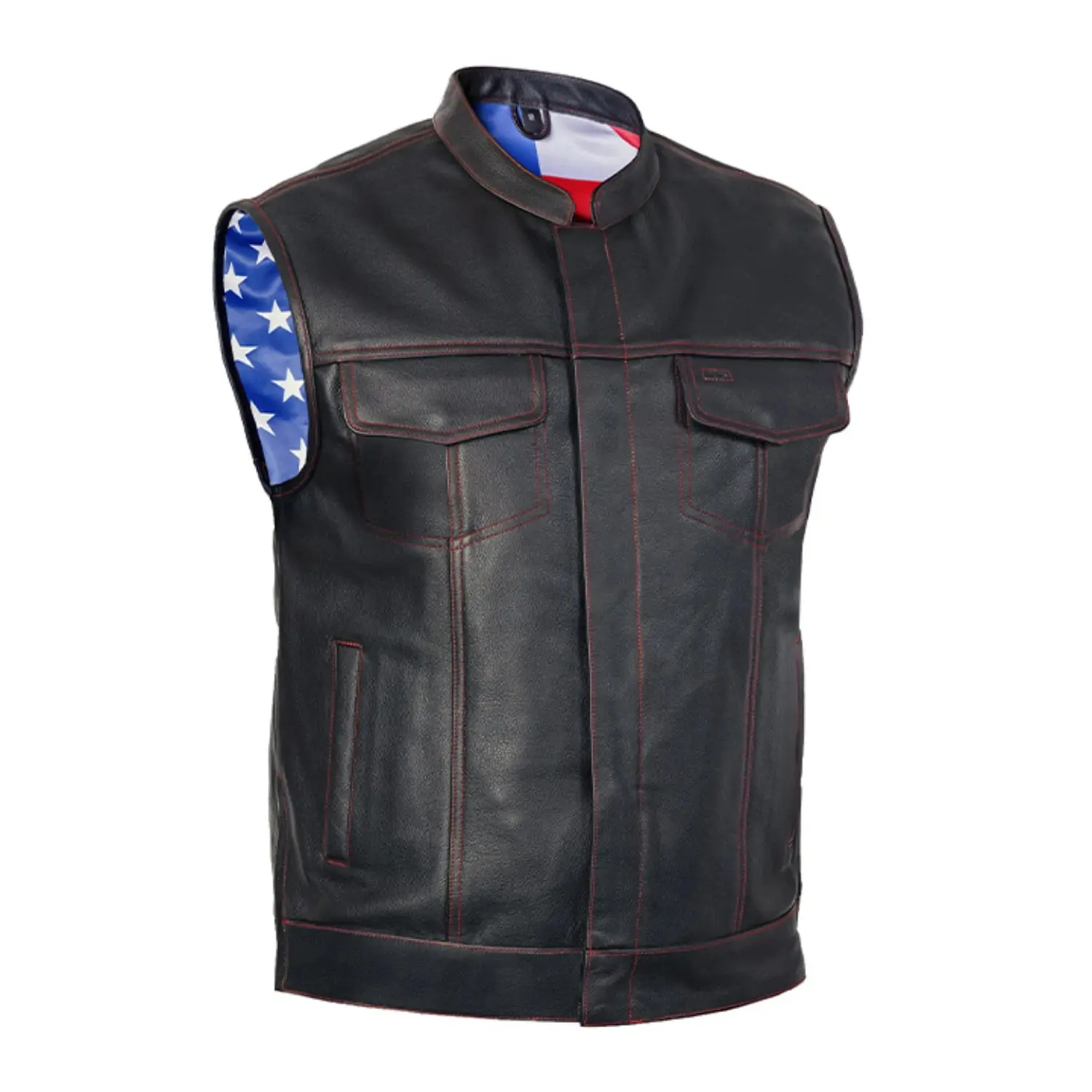 DANIEL SMART Valor Men's Motorcycle Leather Vest, Motorcycle Protective Gear, Biker Style Vests, Moto Vests