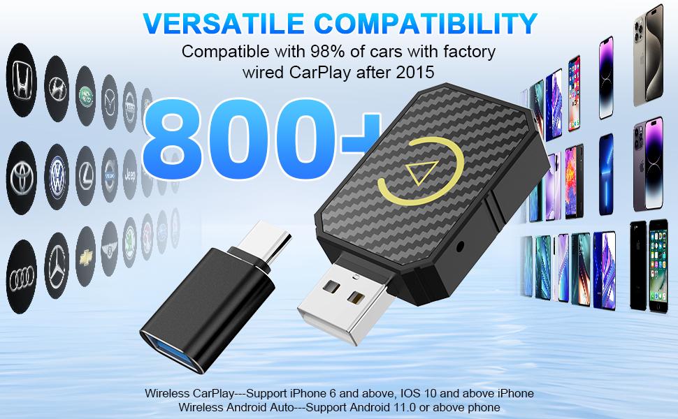 2026 Wireless Adapter for iPhone/Android Fast Connect No Delay Hands-Free Calling Electronic Charger CarPlay Adapter 2026 Wireless Adapter for iPhone/Android Fast Connect No Delay Hands-Free Calling Electronic Charger CarPlay Adapter