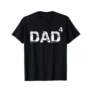 Men's Casual Short-Sleeve Graphic T-Shirt - Father's Day Gift for a Dad of 4, Dad to the 4th Power Top, Shortsleeve