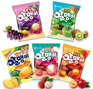 Korean Fruit Jelly Candy – Assorted Chewy Gummy Snacks – 5 Fruity Flavors (Grape, Plum, Lychee, Kiwi, Mango) – Individually Wrapped – Perfect for Kids & Adults (5 Flavor Mix–1.26oz(36g) × 5pack)