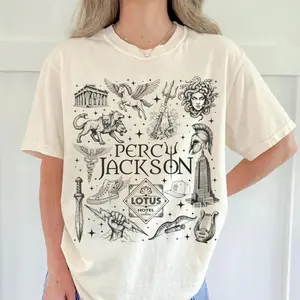 Percy Jackson Olympians Symbols Shirt, Lotus Hotel Medusa Tee, Camp Half Blood Shirt, Greek Mythology Demigods Tee, Bookish