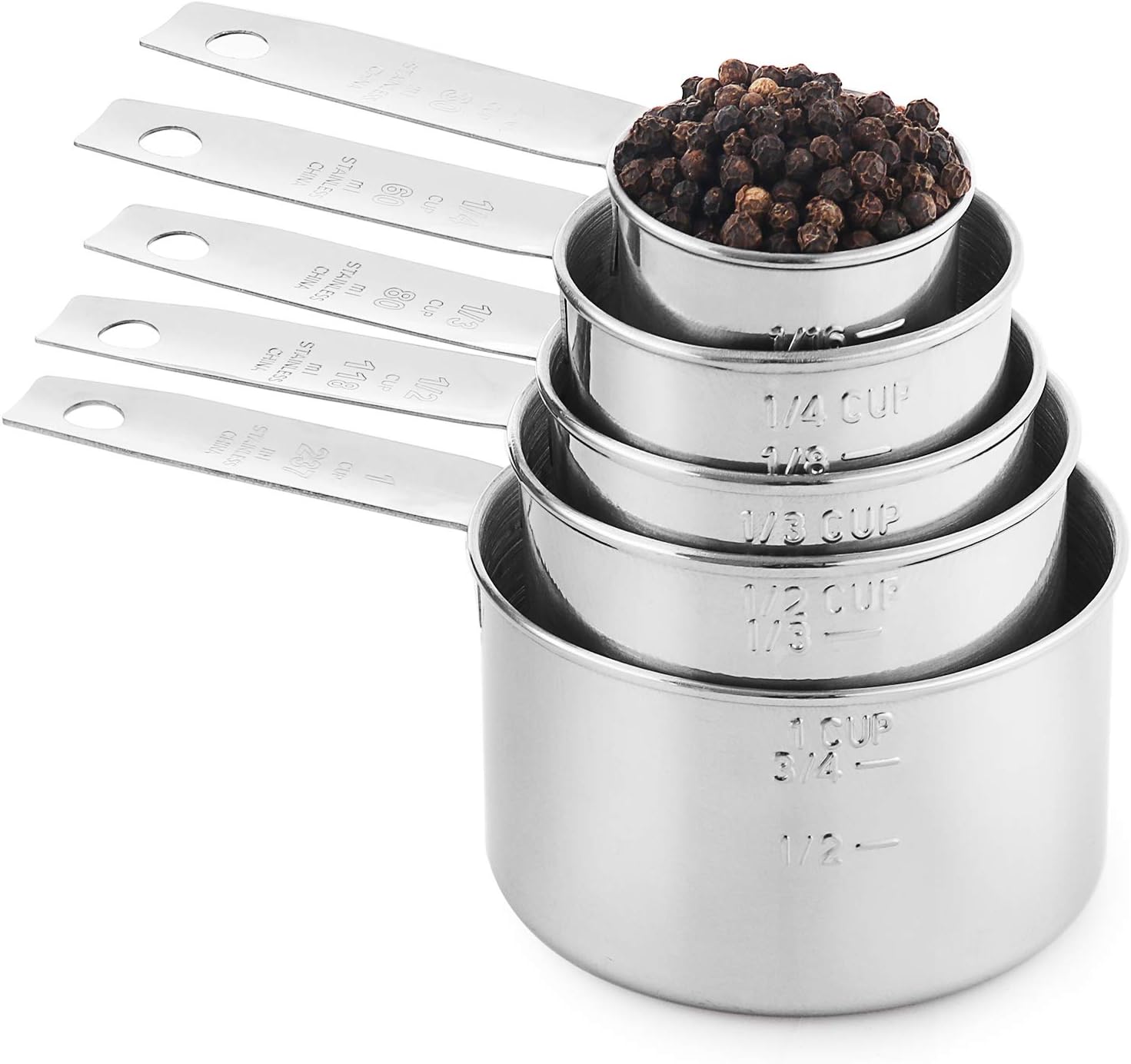 Stainless Steel Measuring Cups, 5 Piece Stackable Measuring Set (1)