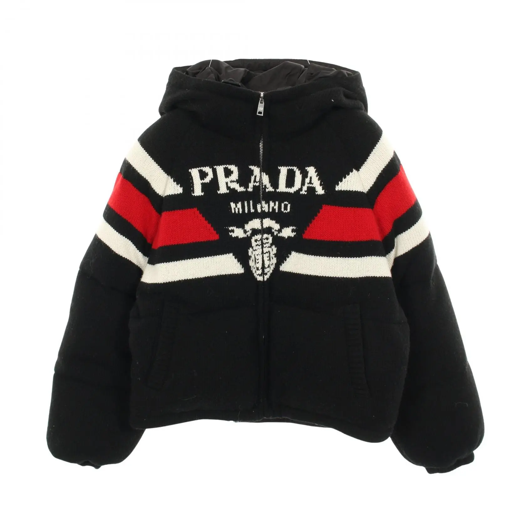 Pre-owned PRADA Wool Small Leather Goods Cashmere Down Jacket