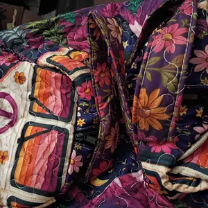 Quilted Travel Duffle Bag for Women, Sturdy Boho Tote with Van & Mountain Print, Large Cotton-Poly Overnight Weekender for Gym, Bags For Women, Quilted Tote, Weekend Trips, Gym Bag