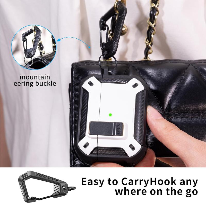 AirPods Pro 3 Generation Case Cover with Cleaner Kit, Military Hard Shell Protective Armor with Lock for AirPod Gen 3 Charging Case 2021,Front LED Visible,White