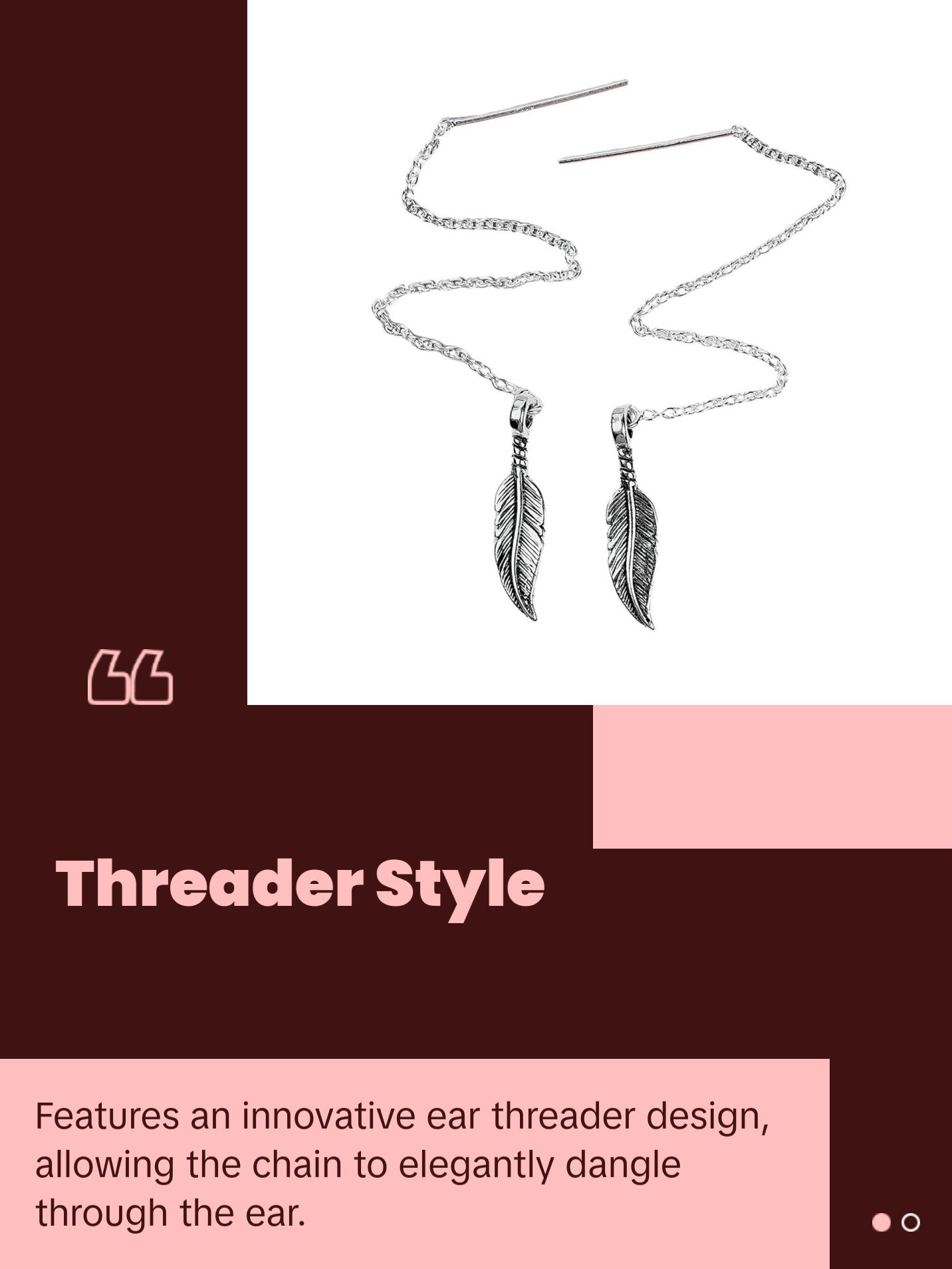 Feather Threader Chain Earrings
