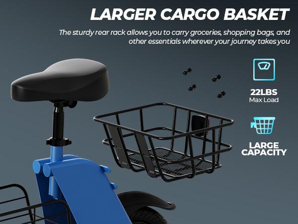 Windhorse C2-Cargo Electric Scooter with Seat Basket, 12.5'' Electric Commuting Scooter Adults 15.5MPH & 20 Miles Long Range, 450W Motor, Dual Disc Brakes, Foldable E-Scooter with Comfort Seat for Pets & Cargo, 265LBS Load