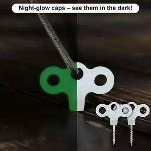 2pcs Stainless Steel Windproof Camping Deck Nails - 3-Eye Screw Ground Stakes with Threaded Design for Secure Tent & Shelter Rope Fixing, Heavy-Duty Outdoor Tent Accessories for Windy Conditions, Threeeye Screw Nails, Durable Construction