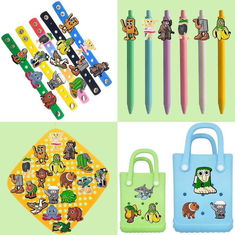 Italian Brainrot Croc Shoe Charms for Kids Boys Girls Women Men PVC Wristband Sandals Clog Accessories Party Favor with Dragon and Character Designs