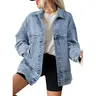 EVALESS Women's 75% Cotton Fashion Denim Jacket-Coats, Casual Long Sleeve Drop Shoulder Button-Front Basic Top with Pockets, 2026 Springtok Essential, Soft on Skin, for Thanksgiving Outfits