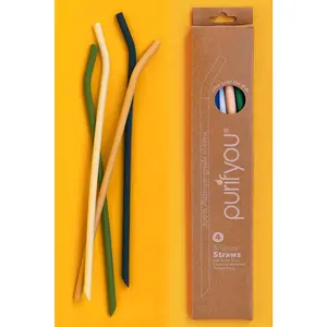 purifyou Reusable Silicone Straws - Long, Slender, & Kids Sizes, Eco-Friendly, BPA-Free, Durable & Flexible