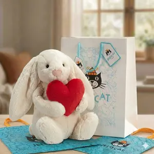 Jellycat Bashful Bunny Holding Red Heart – Best Gift for Girlfriend & Mom on Special Day