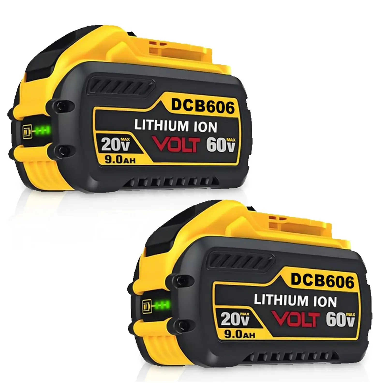 Lithium Replacement Batteries for DeWalt - 2 Pack Dual Batteries, 9000mAh 20V/60V MAX, Compatible with DCB606 DCB609 DCB612 & 20V/60V 9.0Ah Power Tools/Chargers, Durable and Reliable for Power Tool Users
