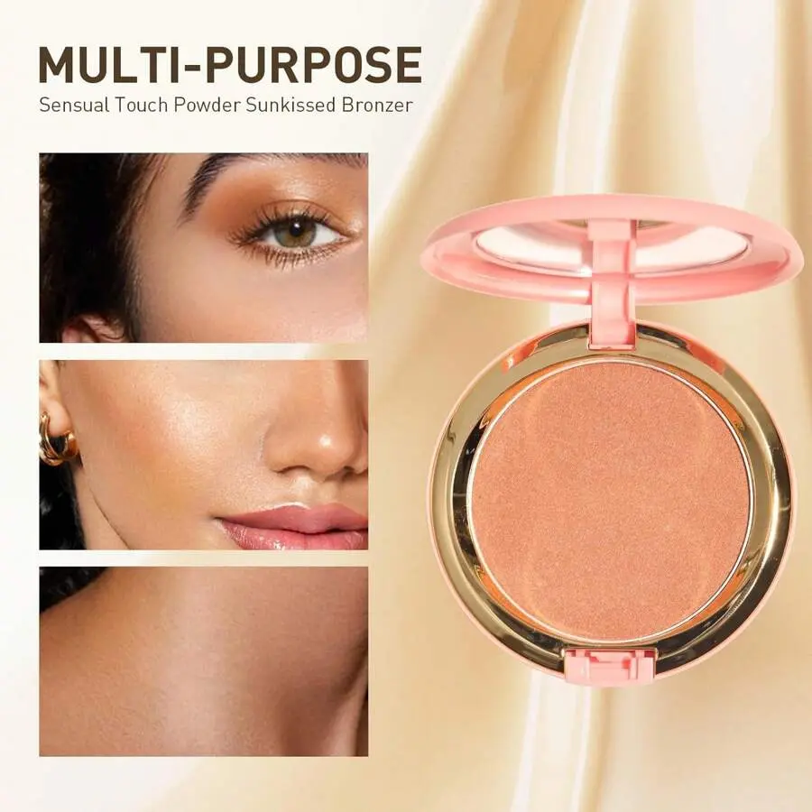 Beauty Glazed Vegan Tinted Compact Bronzing Powder Face Makeup - Cruelty-Free, Waterproof, Smudge-Proof, Paraben-Free, Easy Blending, Long-Lasting, Natural Finish, All Skin Types, Shimmer Matte Pressed Powder with Mirror, #Sunkissed Bronzer for Daily Use