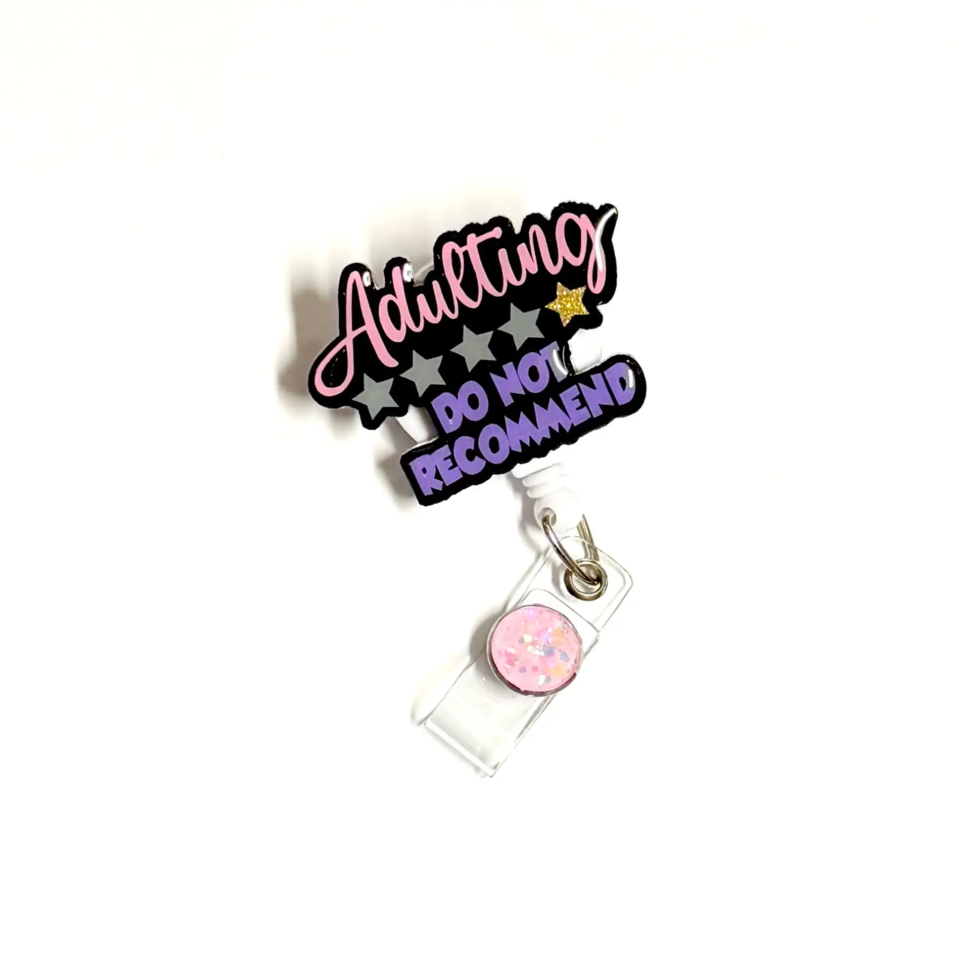 Adulting Do Not Recommend Badge Reel - Retractable Swivel Alligator Clip 2”, Nurse, Teacher, Office, Customer Service