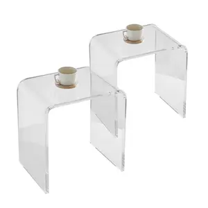 VEVOR Acrylic End Table,  , 2 pcs C-Shaped Lucite Side Tables, Clear Acrylic Side Table for Drink, Food, Snack used in Living Room, Bedroom, and Study
