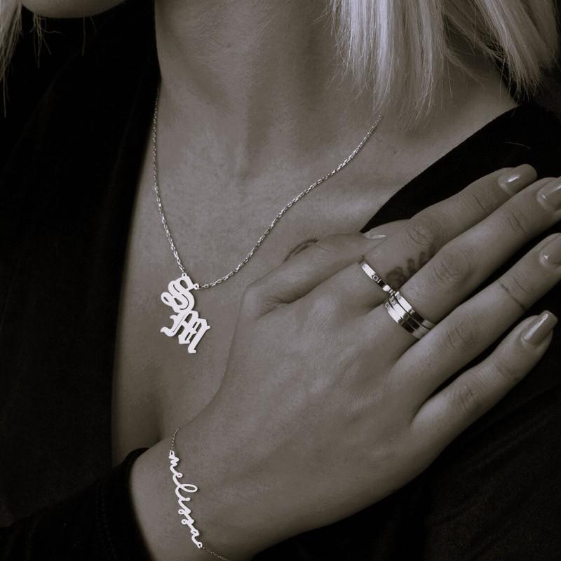 Customized Two Initials Necklace Stainless Steel Personalized Necklace Gift for Men and Women Couples