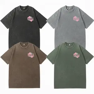 1/4 Pack Oversized Tshirts for Men Unisex Gym Vintage Heavyweight T Shirts Cotton Workout Acid Wash Baggy Tees Streetwear Crewneck Casual Tropical