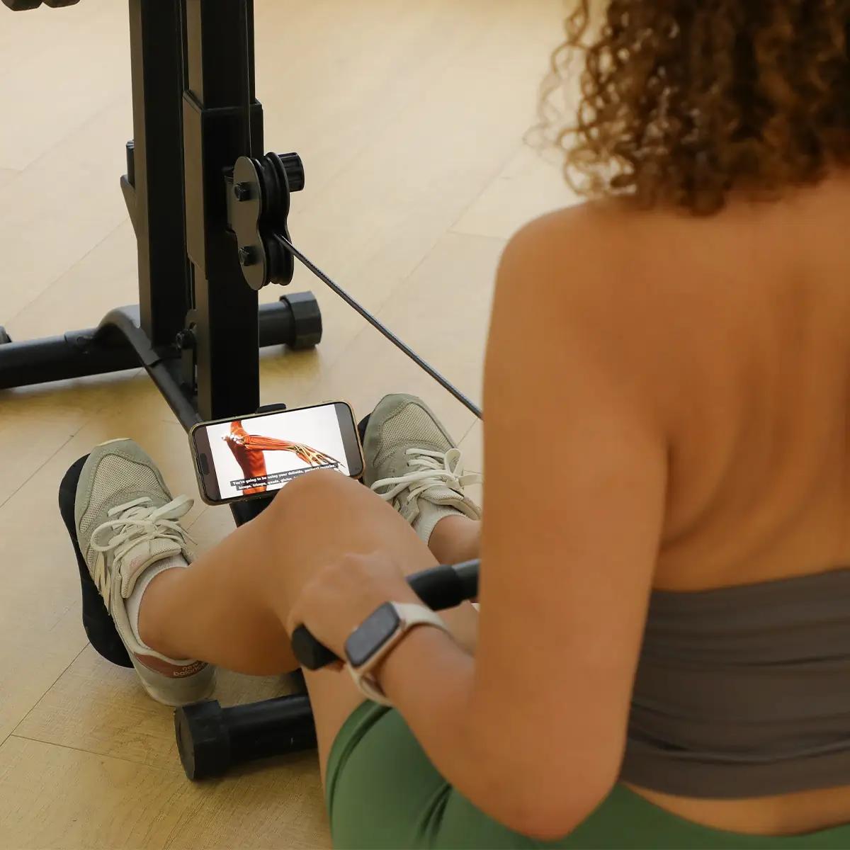 TOUSAINS Foldable Cable & Row Machine — Lat Pulldown and Seated Low Row System, 330LBS Capacity Home Gym Cable Tower with Dumbbell Clamps