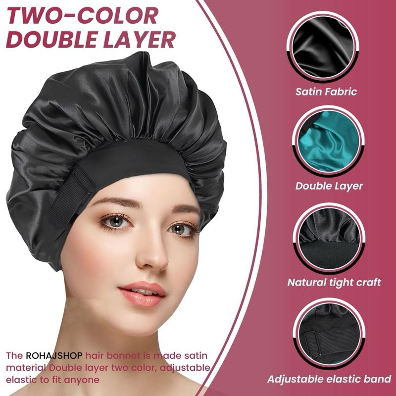 Double Layer Silk Bonnet for Haircare Soft Practical Sleeping Cap with Elastic Tie Band for Curly Natural Hair Comfortable Secure Fit Satin Bonnet for Hair Care Heatless