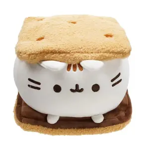 Adorable Brown Pusheen Cat Pancake Squishy Plush Toy 6" Soft Squisheen Stuffed Animal Collectible for Kids and Cat Lovers