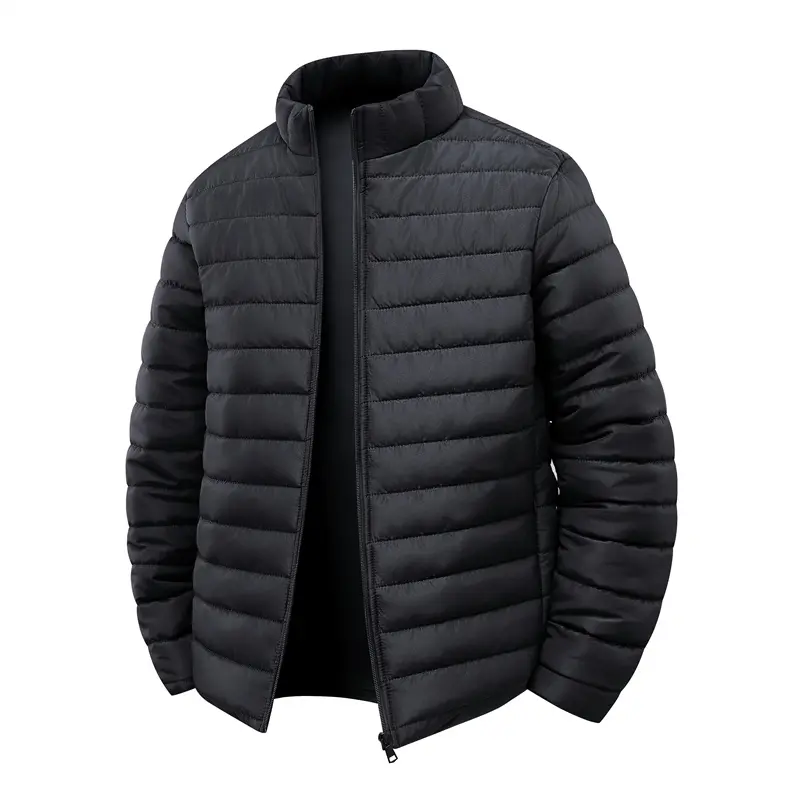 Men's Heated Hooded Cotton Jacket - Autumn Winter Outdoor Casual, Warm, Windproof, Fashionable Versatile Stand Collar, Beige Plain Long Sleeve Menswear Coat