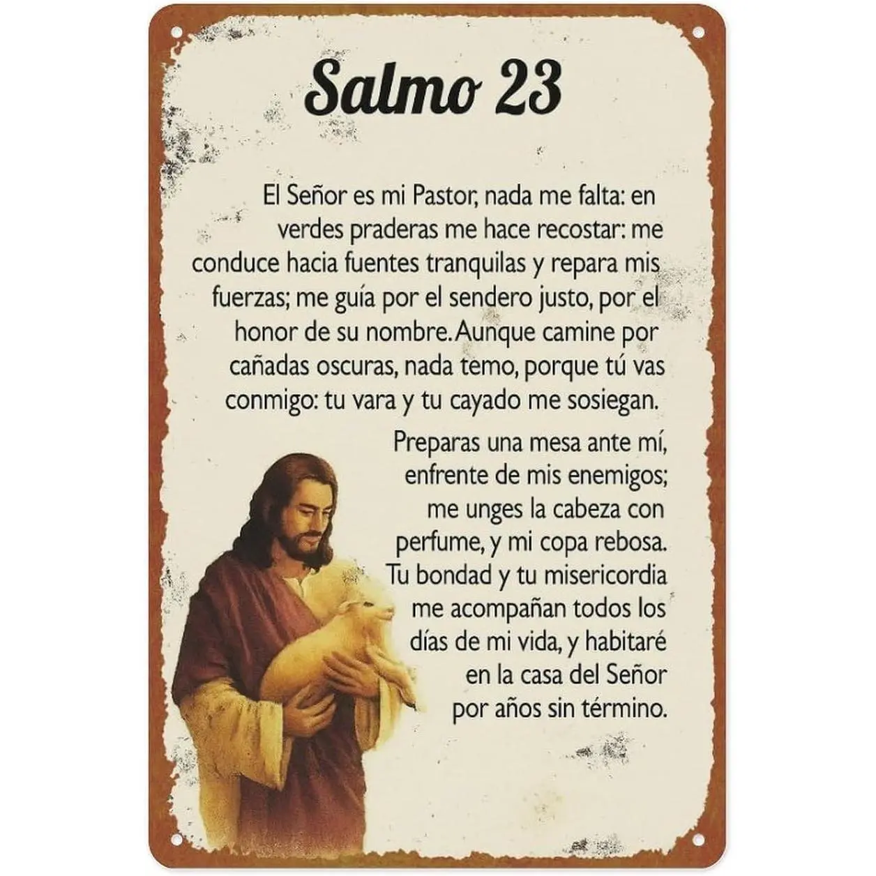 Spanish Salmo 23 Metal Sign, Vintage Jesus Shepherd Scripture Wall Decor for Living Room, Catholic Religious Poem Plaque for Bedroom Entryway Altar,Perfect Fathers Day Gift for Abuelo Dad