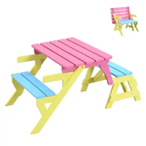Fairy Tale Style Kid's Multi-functional Arm Chair Children's dining tables and chairs table+ 2 Benches (all-in-one)