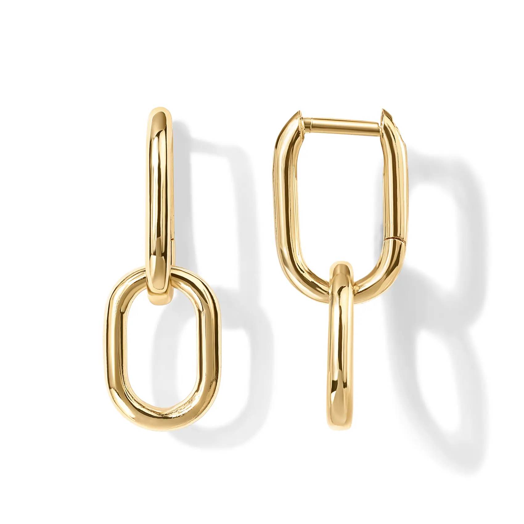 PAVOI 14K Gold Convertible Link Drop Earrings for Women - Paperclip Chain Dangle Earrings
