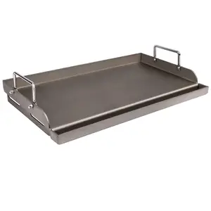 SearCook 25" x 16" Metal Cast Iron Griddle for Gas Grill Large Steel Insert for Outdoor Use Prevent Sticking Kitchenware Utensils