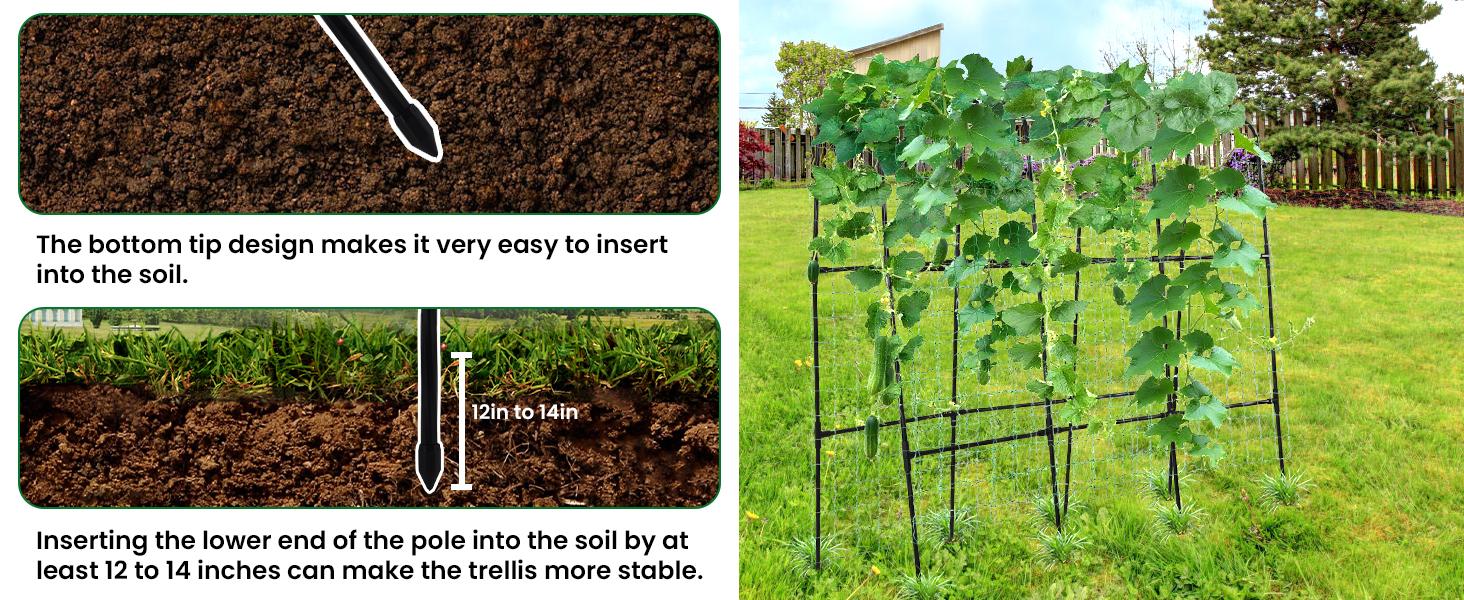 PKBD Tall Garden Arch Trellis for Climbing Plants Outdoor Polyethylene-Coated Stainless Steel U-Shape Large Rustproof Easy Assembly for Vegetables Flowers Black