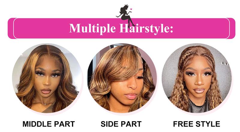 BGMgirl Brown Highlight Body Wave 6*4 Wear Go Glueless 180% Density Pre Plucked Pre Cut Lace Closure Wig Colored Human Hair Wig TikTokShopBlackFriday