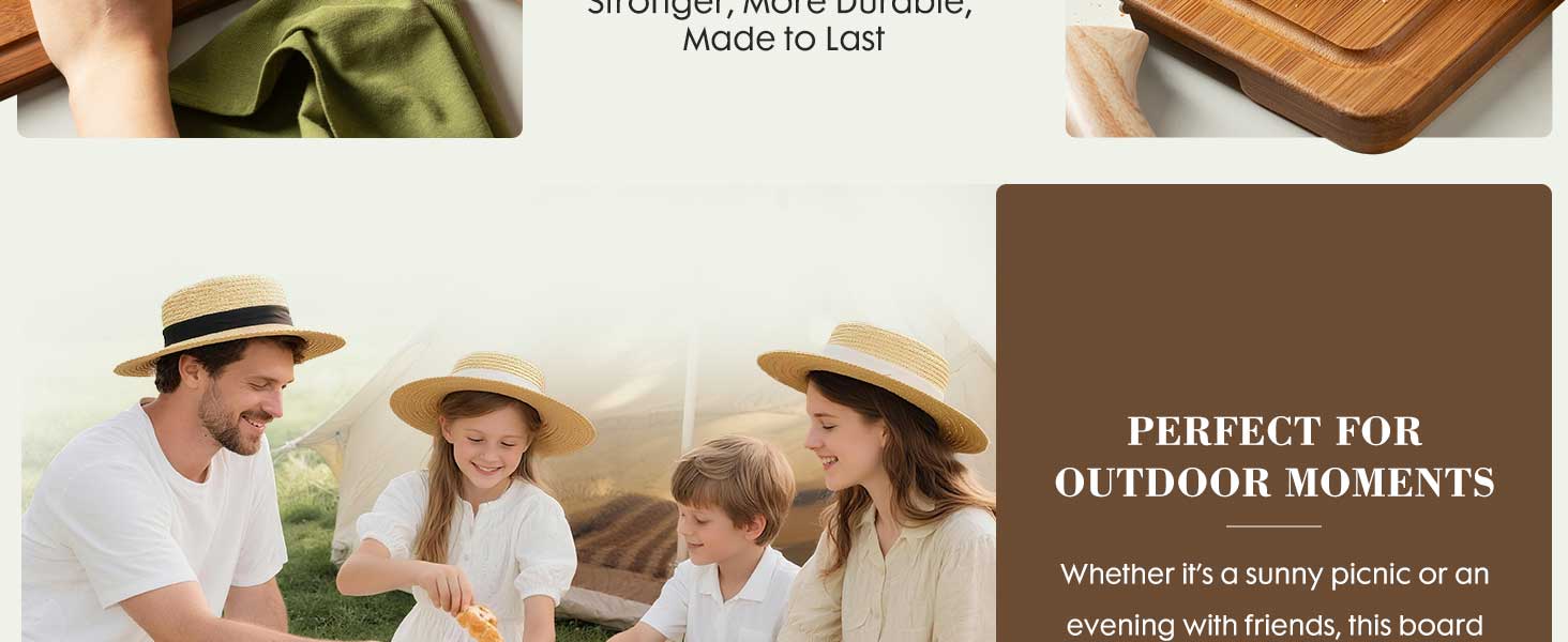 Astercook 4-Piece Bamboo Cutting Board Set with Holder Composite Side Cutting Board for Kitchen Use Chopping Kitchen Knives